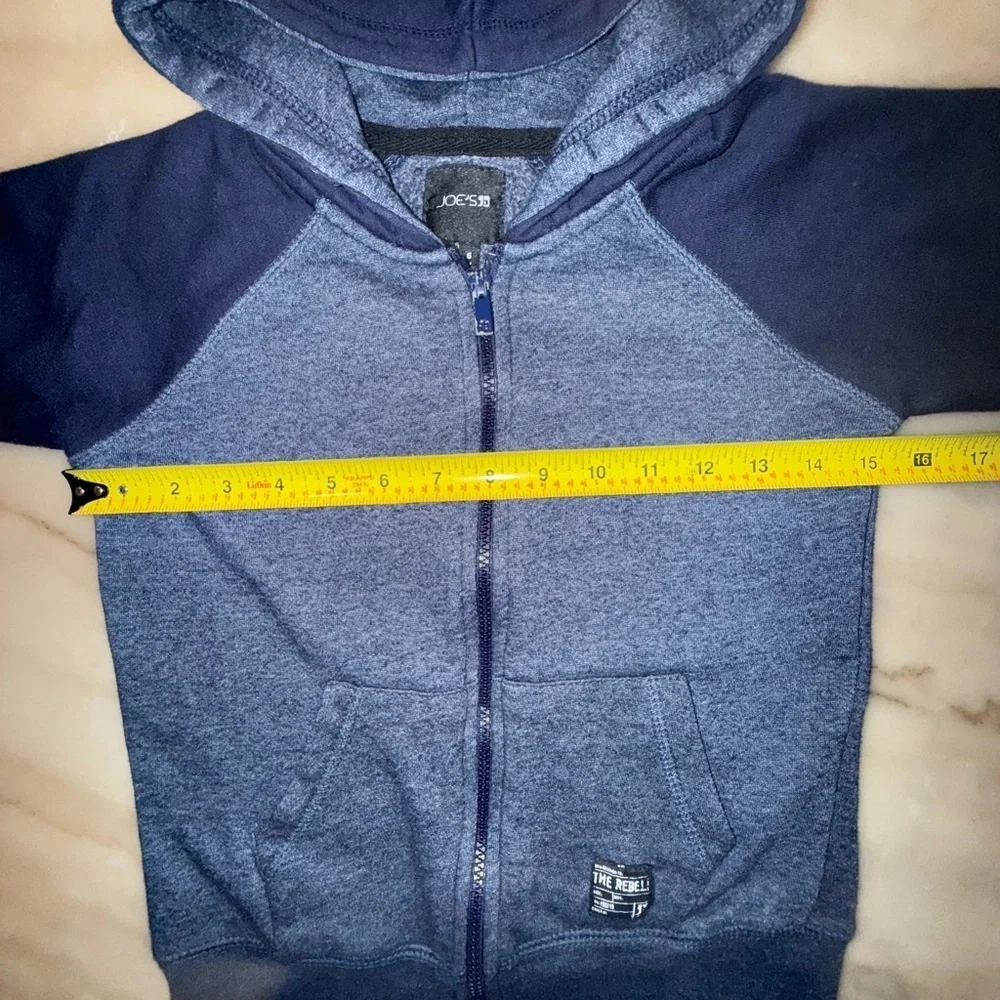 Joe's Kids Boys Colorblock Raglan Sleeve Zip Hoodie Sweatshirt Navy size 6